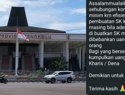 Miris! THL di DPRD Bengkulu Dibebankan Biaya Pembuatan SK, Ada Apa dengan Anggaran?